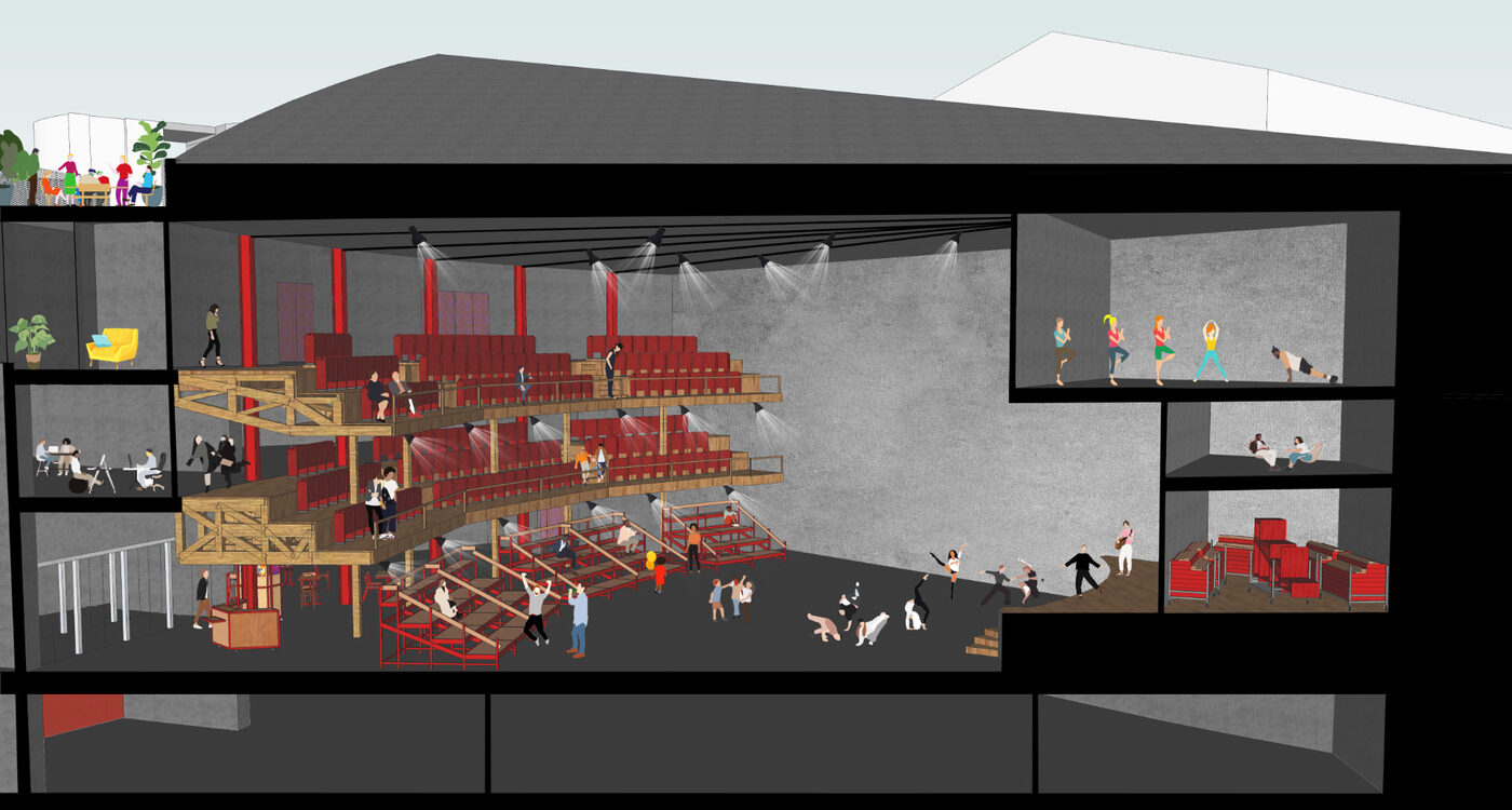 Croquis en coupe de la future salle du TOP
